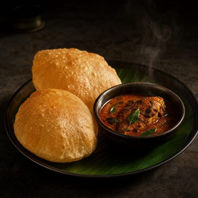 Poori with Fish Curry.