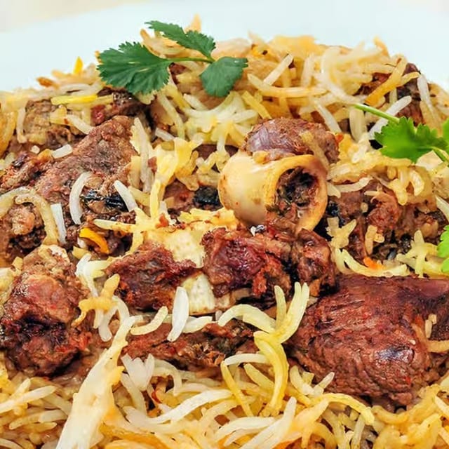 Hyderabadi Goat Dum Biryani.