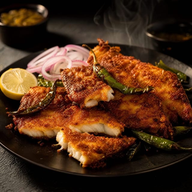 Crispy Andhra Masala Fried Fish.