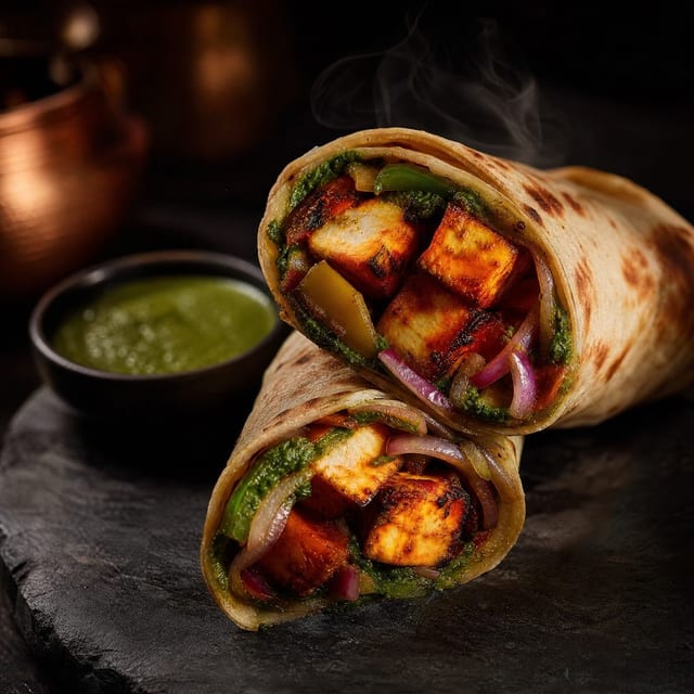 Paneer Tikka Kebab Wrap.