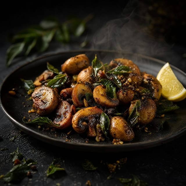 Curry Leaf Mushroom Fry.