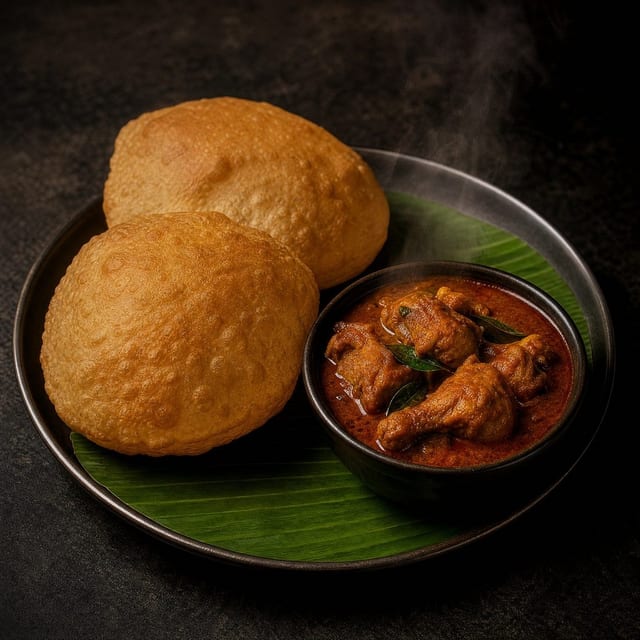 Poori with Chicken Curry.