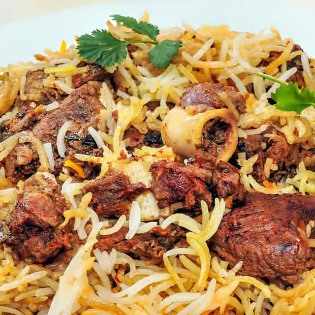 Goat Fry Biryani (Hyderabadi Style).