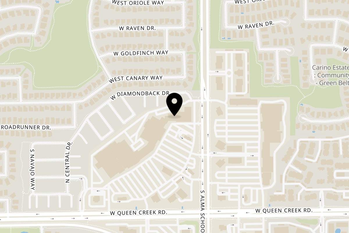 Map showing the location of Biryani Pot Chandler on 2820 S Alma School Rd Suite 15 in Chandler